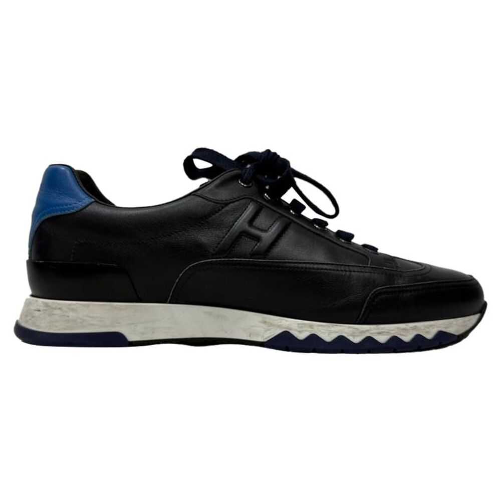 Hermès Trail Lace Up Sneakers in Navy Blue Leather